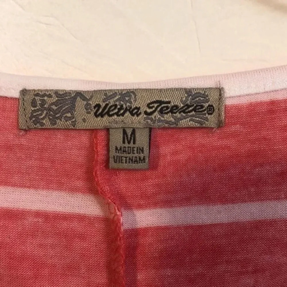 Striped Red Top Cold Shoulder Tunic Blouse Keyhole Womens Casual - Picture 7 of 10